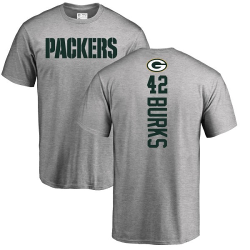 Men Green Bay Packers Ash #42 Burks Oren Backer Nike NFL T Shirt->green bay packers->NFL Jersey